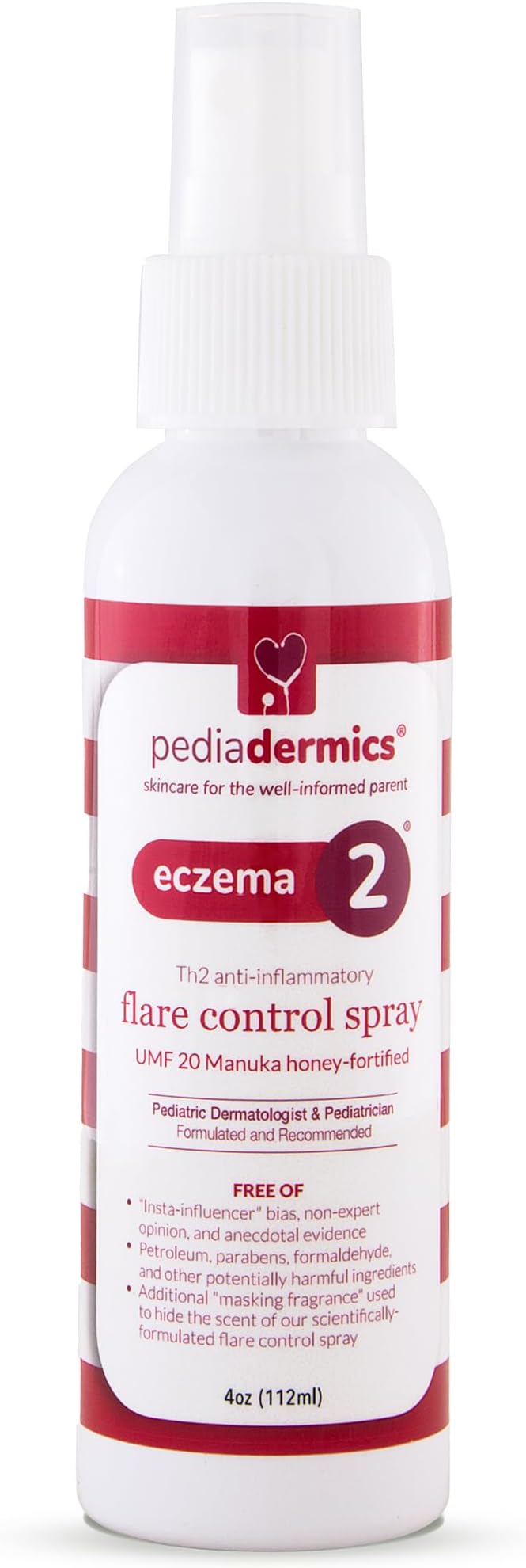 Eczema 2 Th2 Manuka Flare Control Spray, Eczema Treatment for Kids for Fast Itch Relief, Fortified with UMF 20 Manuka Honey and Hydrocortisone 1% (4 oz)