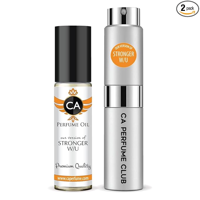 CA Perfume Duo Impression of Stronger W/U For Men Perfume Layering Set Mens Cologne Long Lasting Travel Size EDP + Body Oil Roll-On Bottle 0.27 Fl Oz+0.33 Fl Oz