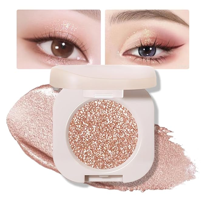CAKAILA Single Nude Rose Gold Shimmer Eyeshadow,Monochrome Eye Shadow,Apply Make Up Easily,Glitter Single Eyeshadows 24 Hour Eye Makeup Longwear Waterproof