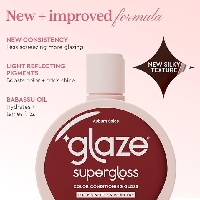 Glaze Color Conditioning Gloss - Tinted Moisturizer for Brown or Red Hair, Boosts Color and Shine, Repairs Damage - Auburn Spice, 6.4 oz