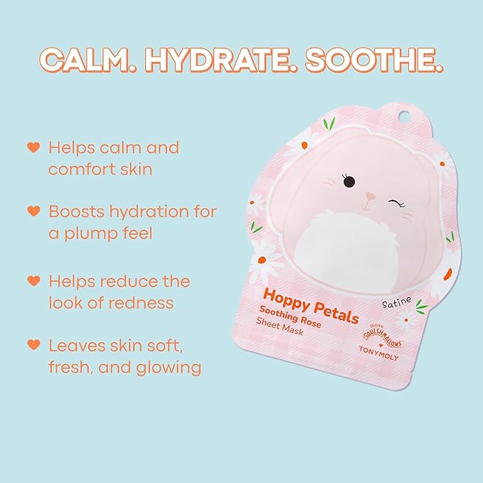 TONYMOLY x Squishmallows Sheet Mask Set (6 Pack), Hydrating & Brightening K-Beauty Masks, Cute Skincare Gift Set for Teens, Spa Night & Self-Care