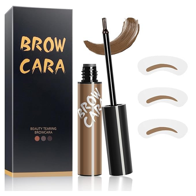Tattoo Eyebrow Gel Easy Peel Off - Eyebrow Tint Peel Off Long-Lasting Waterproof Transfer-Proof Brow Gel For Fuller & Defined Looking Eyebrows (Warm Brown)