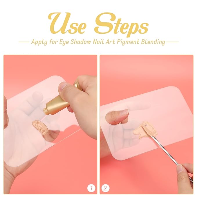 G2PLUS 2PCS Acrylic Cosmetic Palette with 2PCS Spatula,Makeup Palette Mixing Tray Apply for Eye Shadow Nail Art Pigment Blending (Rectangle)