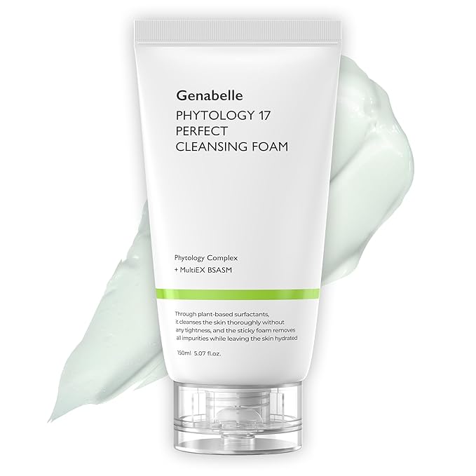 Genabelle Phytology 17 Perfect Cleansing Foam – Skin-Soothing Gentle Coconut-Derived Cleanser, Luxurious Rich Foam for Deep Pore Cleansing & Soothing Sensitive Skin