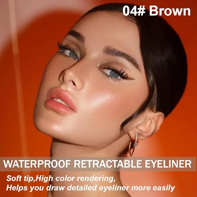 Retractable Creamy Eyeliner Eyeshadow Sticks for Eye Makeup, Ultra Pigmented Mechanical Eye Pencils, Smudge Proof Matte Satin Finish Formula, Longlasting, Vegan & Cruelty-Free (6 Pcs-Light Brown-04)