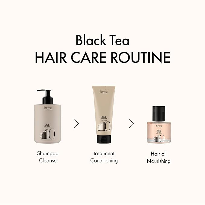 ANILLO Black Tea Nourishing Hair Essence with Green Tea Oil, Protein & Biotin for Nourishment and Shine - Creamy Woody Scent, Vegan, Paraben-Free 50ml / 1.69 fl. Oz