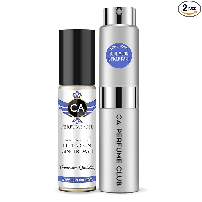 CA Perfume Duo Impression of Blue Moon Ginger Dash For Women And Men Perfume Layering Set Long Lasting Travel Size EDP + Body Oil Roll-On Bottle 0.27 Fl Oz+0.33 Fl Oz
