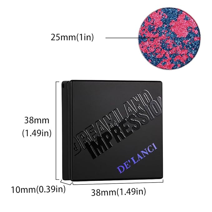 DE'LANCI Purple Blue Duochrome Pressed Eyeshadow, Highly Pigmented Multichrome Shimmer Eyeshadow, Holographic Vibrant Glitter Eye Shadow, Long-Lasting Impression Eye Shadow, Talc & Cruelty Free, 01