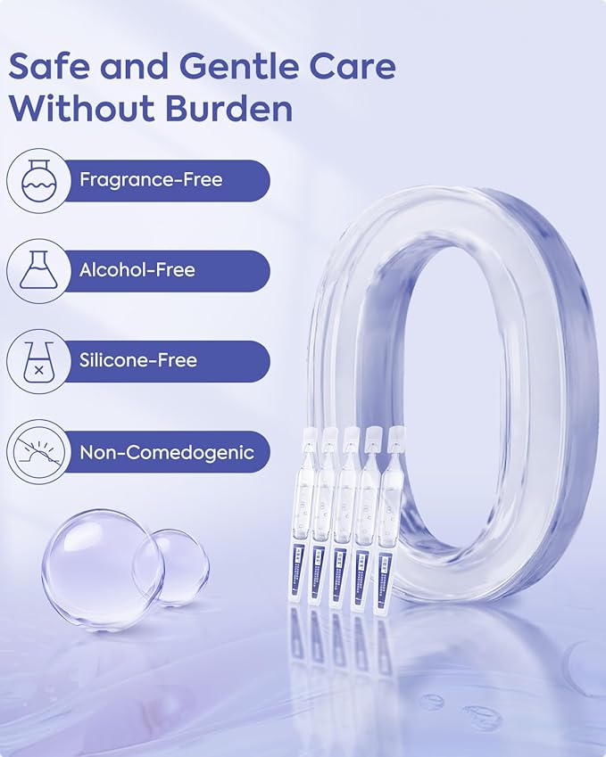 KOMFYMED Hydrating Serum Ampoules with Sodium Hyaluronate & Algae Extract, Deep Moisture & Barrier Repair, Single-Use Skincare Serum for Dry & Sensitive Skin (1.5ml / 0.05 fl.oz × 30)