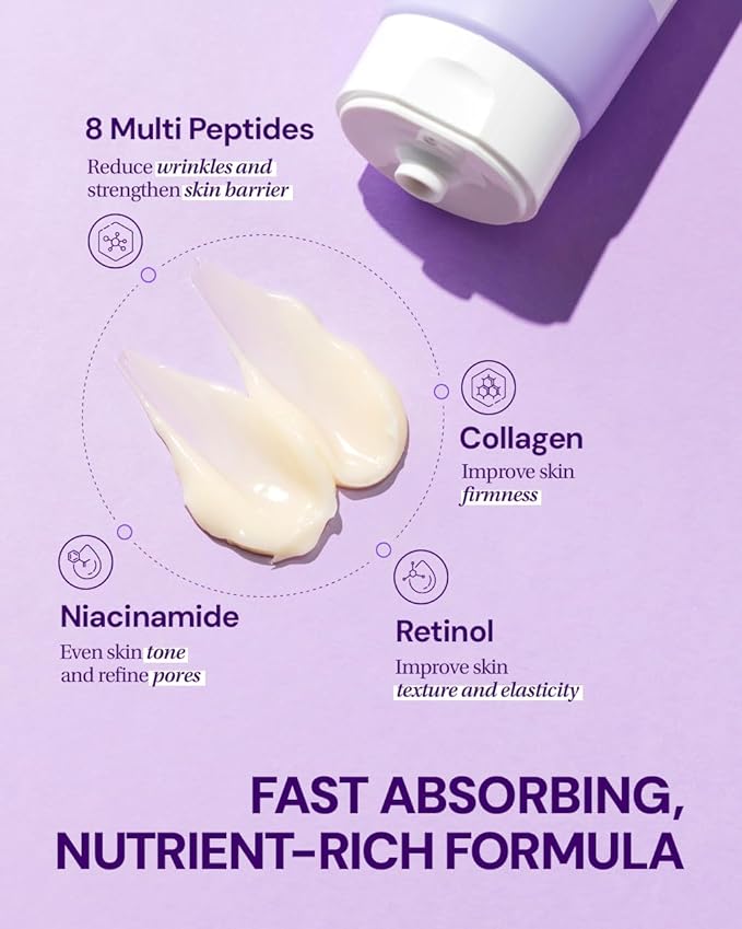GANGNAM GLOW Collagen Peptide Repair Cream - Face Moisturizer with Collagen Peptides and Niacinamide, Day and Night Cream with Retinol, Korean Skin Care (3.38 fl.oz / 100ml)