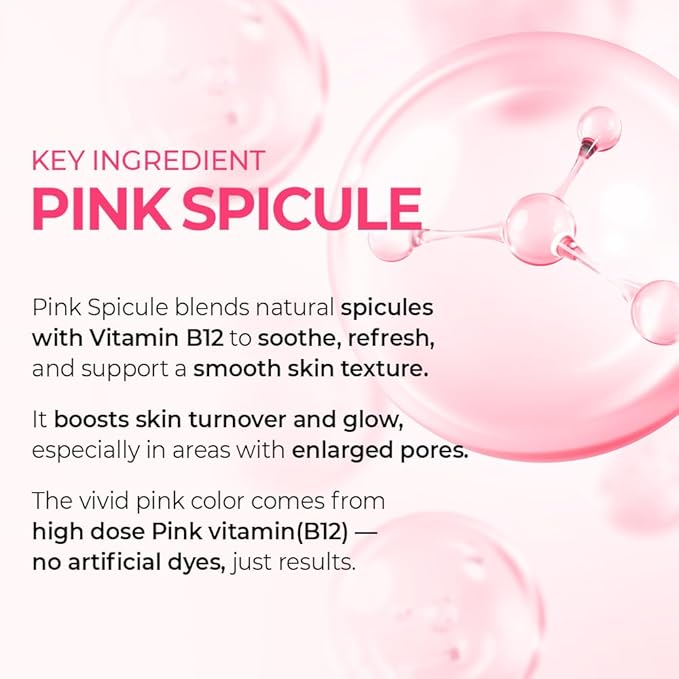 Dr.Melaxin Cyano Pink Spicule Serum with Vitamin B12, Liquid Microneedle Facial Treatment for Enlarged Pores, Niacinamide for Texture Refining & Renewal, 1.01 fl.oz