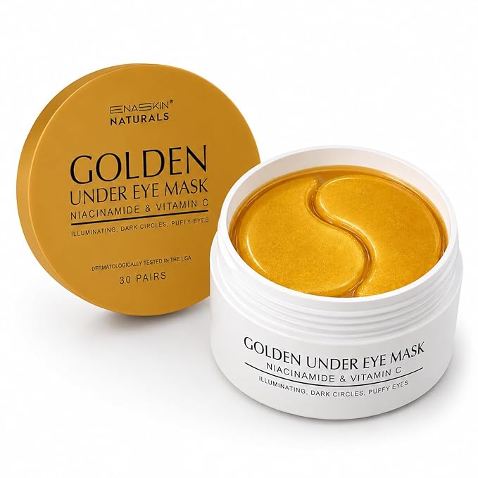 Enaskin Naturals Under Eye Patches Dark Circles Under Eye Masks for Puffiness - 24K Gold Eye Gel Pads Retinol Collagen Hyaluronic Acid Moisturizing & Reducing Wrinkles (24K Gold)