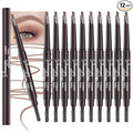 12 Pcs Ultimate Eyebrow Retractable Definer Pencils,Dual-Sided Natural Soft Textured Eyebrow Pencil, for Daily Look Eyebrow Makeup,Brow Brush,Fine Tip (12Pcs-Light Brown-Retractable Triangle)
