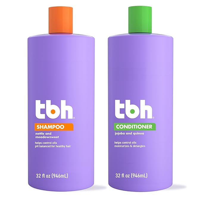 TBH Kids & Teen Shampoo and Conditioner Set – Sulfate & Paraben Free, Lightweight & Hydrating Hair Care for All Hair Types – 2-Pack, 12 oz Each