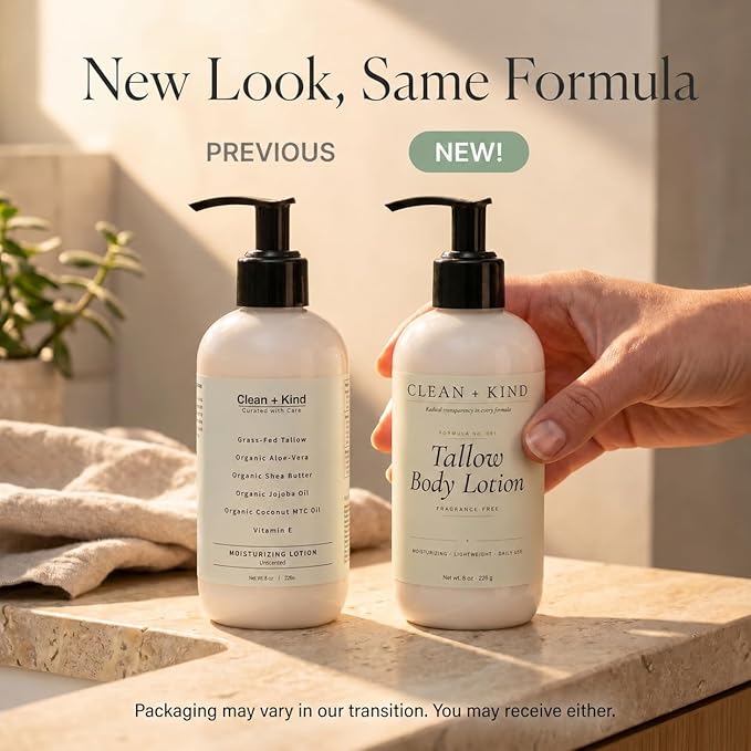 Fragrance Free Tallow Body Lotion — Hydrating Non-Toxic Unscented Natural Body Moisturizer & Cream, Grass-Fed Beef, Organic Shea, Jojoba, Coconut MCT & Aloe for Dry Sensitive Skin (8 oz)