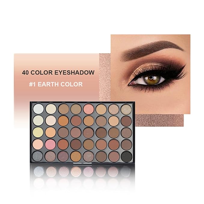 40 Colors Neutral Smokey Makeup Eyeshadow Palette, Professional High Pigmented Matte Glitter Black Grey Naked Nude Brown Makeup Pallet Waterproof Long Lasting Eye Shadow Powder