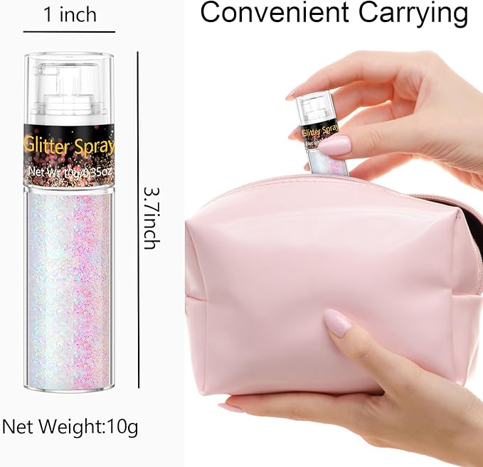 Hair and Body Glitter Spray, Glitter Hairspray Dry Powder Makeup for Clothes, Festival Rave Prom Loose Sparkle Powder,Holographic Ultra Fine Resin Glitters for Crafts (Pastel)