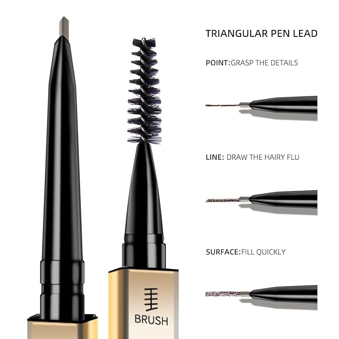 Eyebrow Pencil,3 PCS Waterproof Long-Lasting Microblading Ash Brown Brow Pencil,Natural Eyebrow Makeup Ultra Slim Defining Eyebrow Pencils for Women