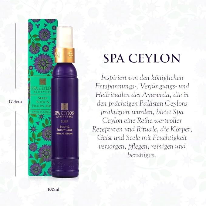 SPA CEYLON SLEEP Body & Pillow Mist | Non-Oily Natural Mist | Reduces Stress | Luxuriously Fragrant | Suitable for all skin types (100 ml, Lavender)