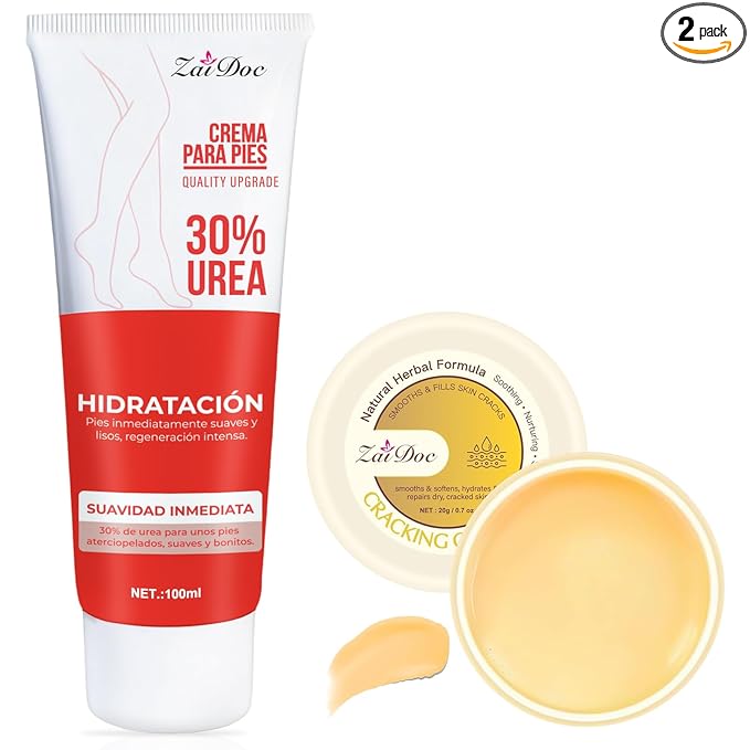 2Packs Foot Cream&Urea Cream 30 Percent for Feet, Foot Cream and Hand Cream Maximum Strength with Hyaluronic Acid, Aloe Vera for Deep Moisturizes, Callus Remover