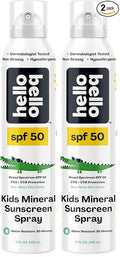Hello Bello SPF 50 Mineral Sunscreen Spray - Hypoallergenic Broad Spectrum UVA + UVB Protection - Reef Friendly & Water Resistant - 5 oz (Pack of 2)