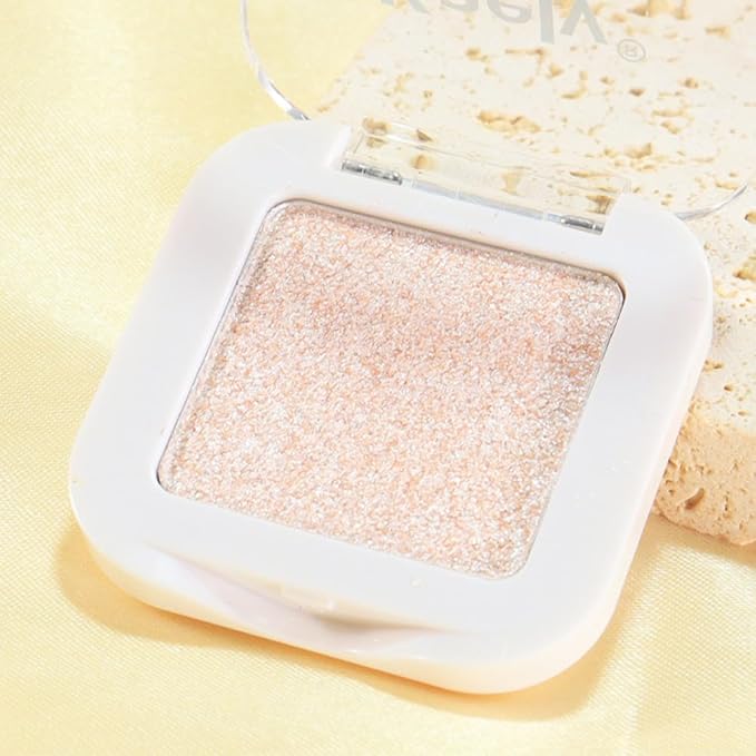Pear White Glitter Eyeshadow Palette Single, Pearl Shimmer Sparkle Cream Eye Shadow Palette Makeup for Older Women, Brightener High Pigment Long Lasting Monochrome Mini Eyeshadow