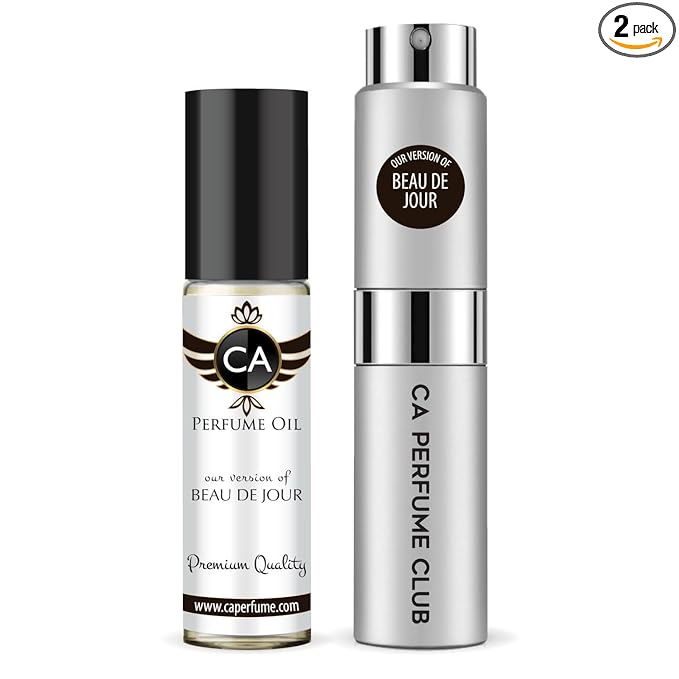 CA Perfume Duo Impression of Beau De Jour For Men Perfume Layering Set Mens Cologne Long Lasting Travel Size EDP + Body Oil Roll-On Bottle 0.27 Fl Oz+0.33 Fl Oz