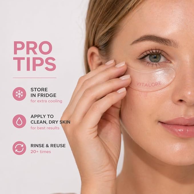 Reusable Silicone Under Eye Patches – Hydrating Eye Masks for Puffiness, Dark Circles & Fine Lines, Smoothing Under Eye Care- 100% Silicone Reusable Eye mask