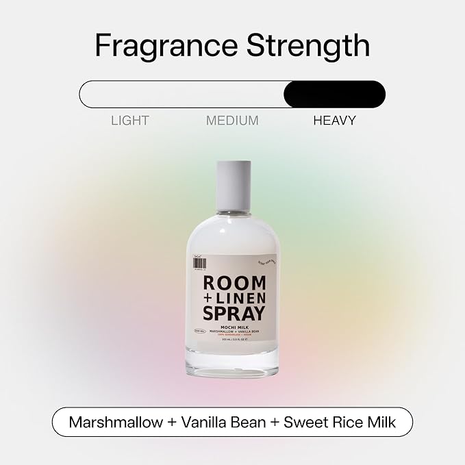 DedCool Room + Linen Spray in Mochi Milk | Natural Fabric & Linen Spray | Non-Toxic, Essential Oil Infused | Freshens Home, Bedding, Couch, Closet & Bathroom | 3.5 fl oz