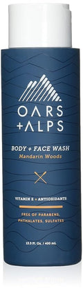 Oars + Alps Body Wash for Men, Mens Body Wash & Face Cleanser with Vitamin E & Antioxidants, Moisturizing, Paraben & Sulfate Free Cleanser, Mandarin Woods, 1pk