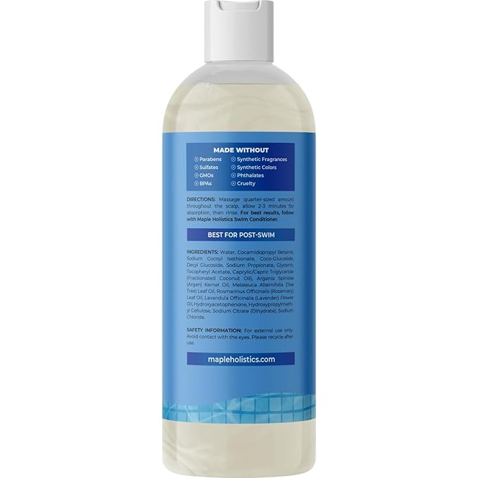 After Swim Shampoo for Kids & Adults - Clarifying Shampoo for Chlorine Removal Kids Friendly Formula with Tea Tree and Rosemary Essential Oils - Pool for Swimmers with Replenishing Oils