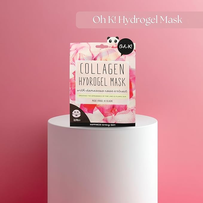 Oh K! Hydrogel Mask - Collagen - Moisturizing Face Mask Sheet - Hydrating Face Sheets - Rich in Collagen, Rose Water - Korean Skincare - 1 Pc (Pack of 3)