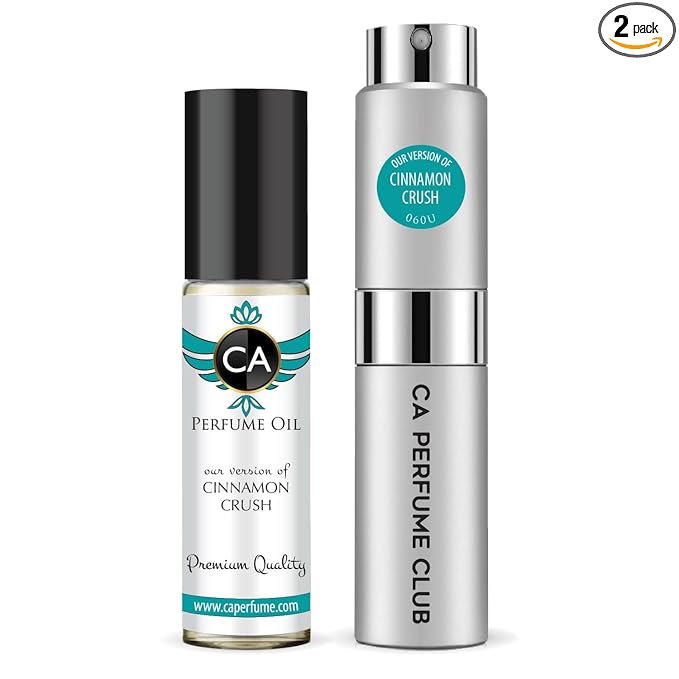 CA Perfume Duo Impression of Cinnamon Crush For Women And Men Perfume Layering Set Long Lasting Travel Size EDP + Body Oil Roll-On Bottle 0.27 Fl Oz+0.33 Fl Oz