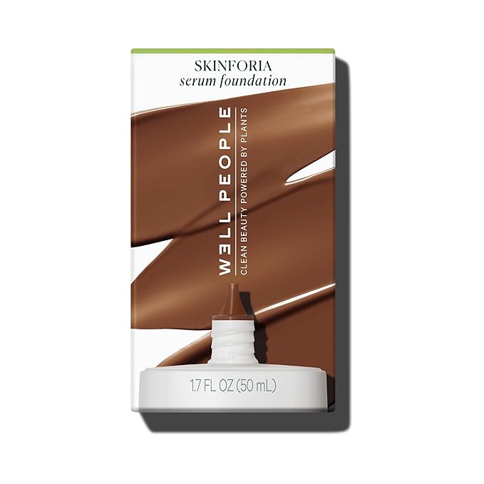 Well People Skinforia Serum Foundation, Lightweight Tinted Formula Hydrates, Smooths, and Evens Skin Tone with Birch Sap and Mushroom Complex, Long-Lasting, Natural Finish, 46 Rich Neutral