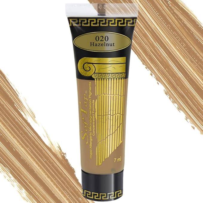 Microblading Ink for Eyebrows by SofTap® | Hazelnut Blonde Brown PMU Pigment for Nano Brows, Machine & Hand Method | Carbon-Free Inorganic Permanent Makeup Ink with Natural Healed Results