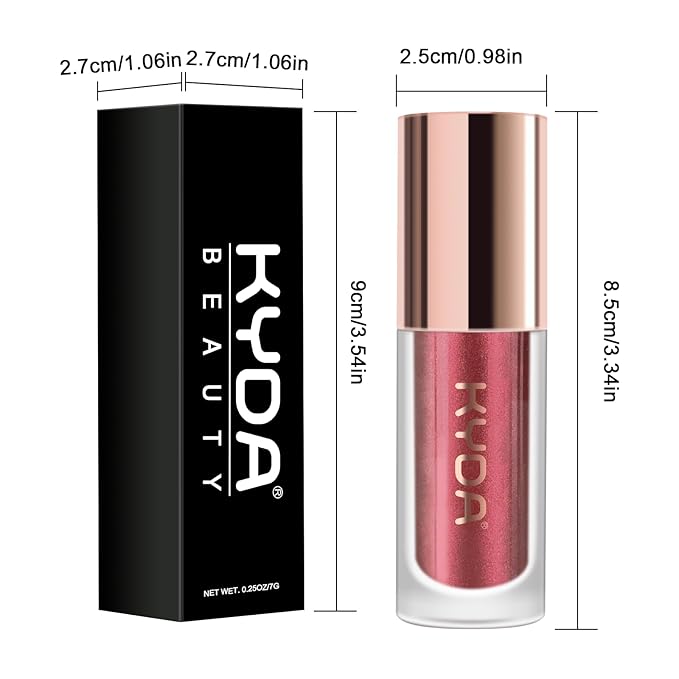 KYDA Liquid Glitter Eyeshadow, High Pigment Wine Red Metallic Glittery Finish, Soft Lightweight Creamy Formula, One-Swipe Coverage, Long-wearing Crease-Resistant Eyes Glitter Makeup, 0.25oz
