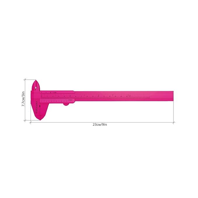 BRAWNA 1 Pc Brow Pro Measuring Tool - Double Scale Eyebrow Ruler for Microblading - Eyebrow Mapping - Caliper Vernier - PMU Supplies - Eyebrow Calipers Ruler Plastic- Pink
