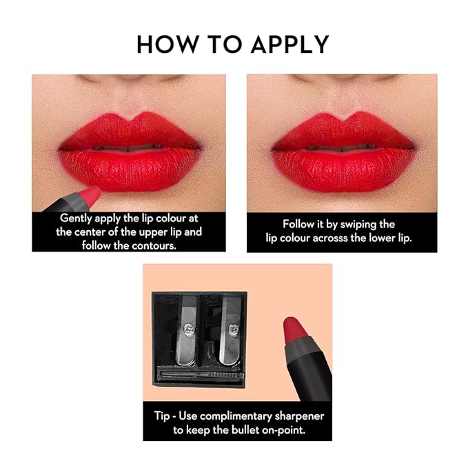SUGAR Cosmetics Matte as Hell Crayon Lipsticks for Women Lasts Up To 8+ Hours Lip Crayon with Sharpener - 2.8 g (Pack of 1) 34 Cherry Ames