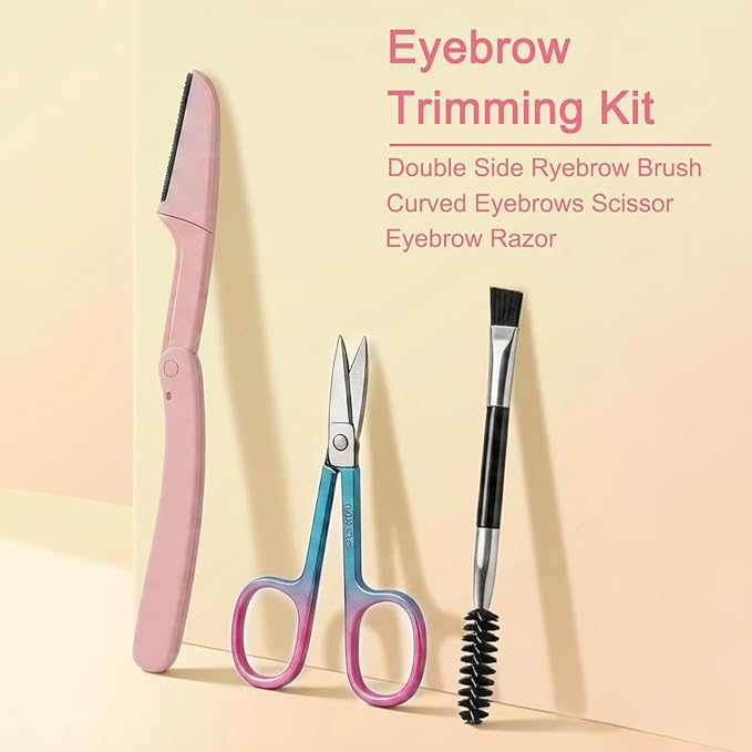Eyebrow Tweezers Set with Travel Case - 7 Pcs Professional Eyebrow Grooming Kit Stainless Steel Slant and Pointed Tweezer Kit for Women Facial Hair, Ingrown Hair and Daily Grooming