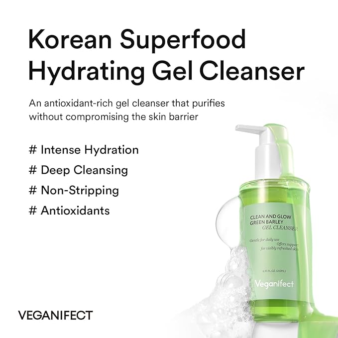 VEGANIFECT LHA Gel to Foam Cleanser, Low pH Gentle Daily Face Wash, Mild Pore Care & Hydrating Cleanser for Smooth, Balanced Skin, Korean Skincare 205ml/6.93 fl oz