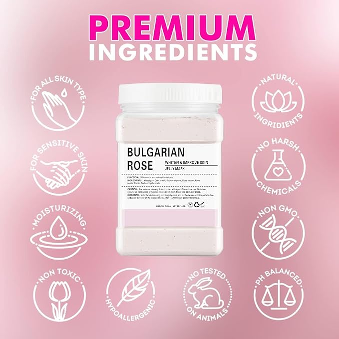 Jelly Mask Powder for Facials, Natural Rose Petals Jelly Face Mask, Professional Peel Off Hydro Face Mask Powder Leaves Skin Soft Moisturized and Revitalized,DIY SPA, 23 FlOz