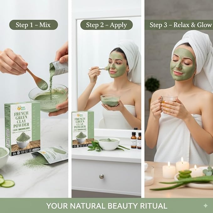 Herbs Botanica French Green Clay Powder 100% Pure & Natural Montmorillonite Clay for Face Masks, Skincare, and DIY Beauty Finely Ground Green Kaolin Clay 5.3 oz Resealable Pack