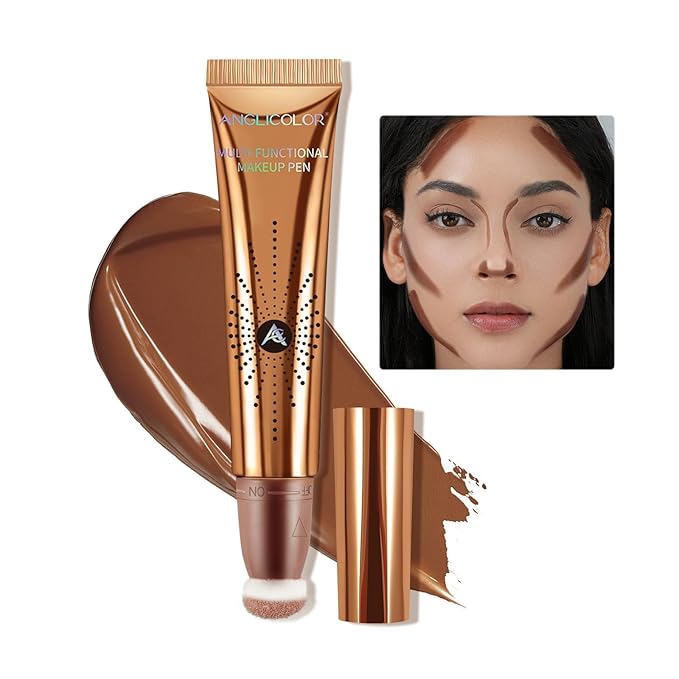 Anglicolor Contour Stick With Cushion Applicator, Liquid Wand, Cream Smooth, Bronzer Stick Lightweight for Face, Vegan & Cruelty-Free (02#Fair/Medium, 12ML)