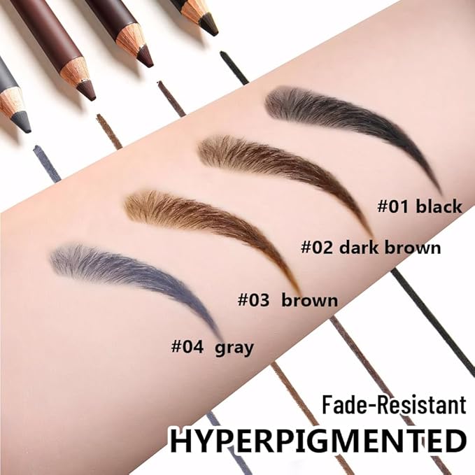 WanTuoluo Eyebrow Pencils for Women with Sharpener, 6Pcs Hard-Core Wooden Eye Brow Eye Liner Pencils for Beginner Makeup, Waterproof & Sweat-Proof (6Pcs-Dark Brown)