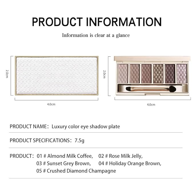 Neutral Brown Matte Shimmer Eyeshadow Palette, 6 Color High Pigment Blendable Eye Shadow Makeup for Older Women, Lightweight Travel Size, Suitable for All Eye Shapes, Everyday Natural Look Vegan 03#
