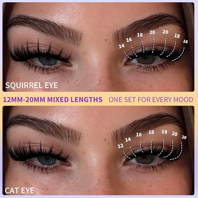 Kiromiro Lash Clusters Kit with Spikes Cluster Eyelash Extensions 12-20mm Fairy Wispy Eyelashes Clusters 216pcs Individual Fluffy DIY Cluster Lashe Kit (Bond and Seal, Tweezers included)