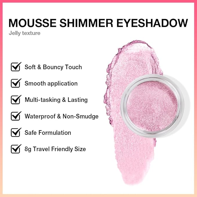 FeiCuiYun Cream Glitter Soft Pink Shimmer Metallic Eyeshadow Palette Makeup, Natural Single Mini Instant Holographic Eyeshadow For Women, Sombras Crema Para Ojos, Talc, Paraben & Cruelty Free