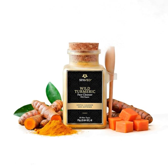 Wild Turmeric Face Cleanser 2.6 oz -Brightening Powder Face Wash with Papaya Enzymes - Sulfate-Free, Vegan Cleanser - Promotes Glow & Clarity