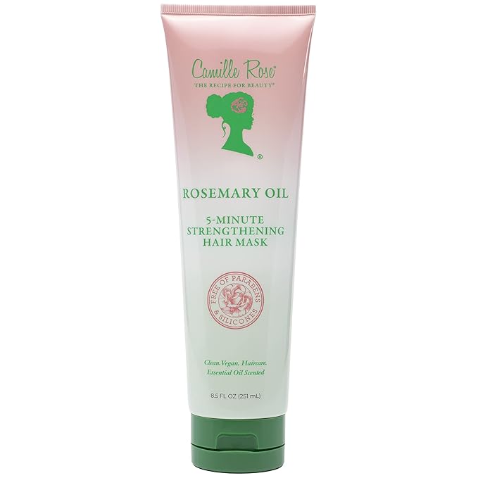 Camille Rose Hair Mask, Rosemary Oil – 5-Minute Strengthening Deep Conditioner for Refreshing Dry, Damaged Hair, Frizz Control, 8.5 Oz