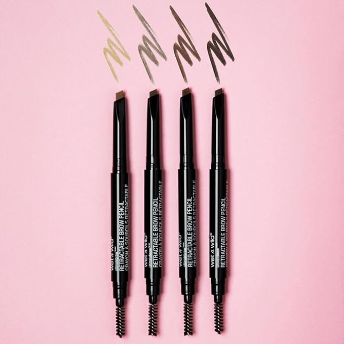 wet n wild Ultimate Eyebrow Retractable Definer Pencil, Medium Brown, Dual-Sided Brow Brush, Fine Tip, Shapes, Defines, Fills Brow Makeup